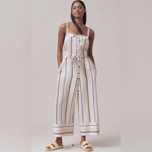 NWT Anthropologie Maeve Easy Sleeveless Shirting Jumpsuit in Sakai Stripe Sz S